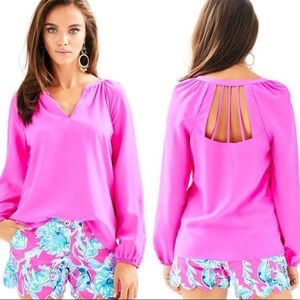 Lilly Pulitzer Pink silk Leslie top